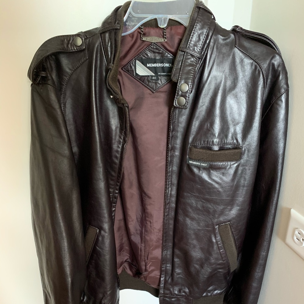 Chocolate brown Members Only leather jacket